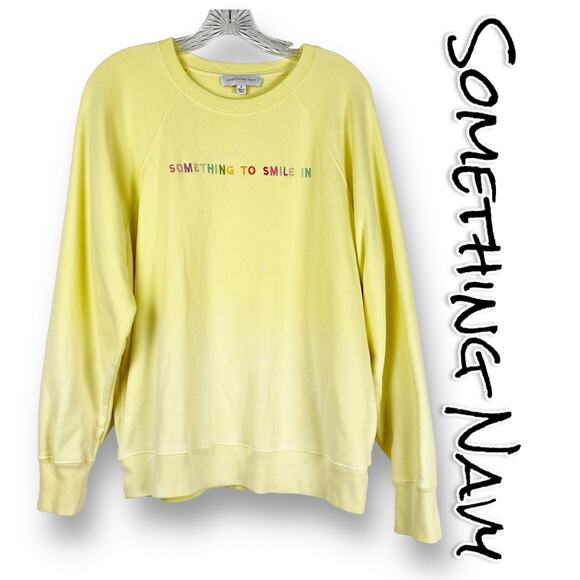 Something Navy Ombre Yellow Something To Smile In Sweatshirt Womens Size Small - Picture 1 of 11